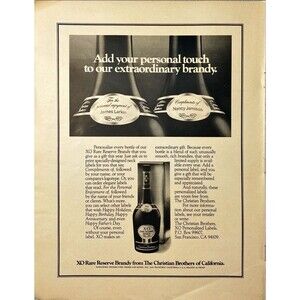 Christian Brothers of California XO Rare Reserve Brandy Vintage Print Ad 1979